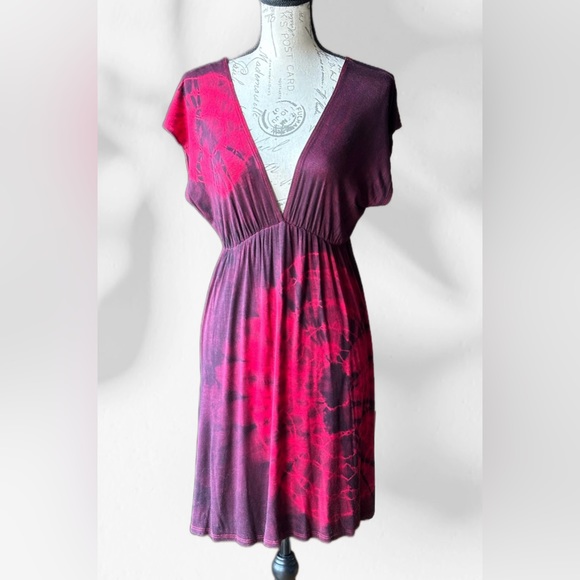 Forever 21 Deep V-Neck Tie-Dye Dress (M) Like New - Picture 1 of 8